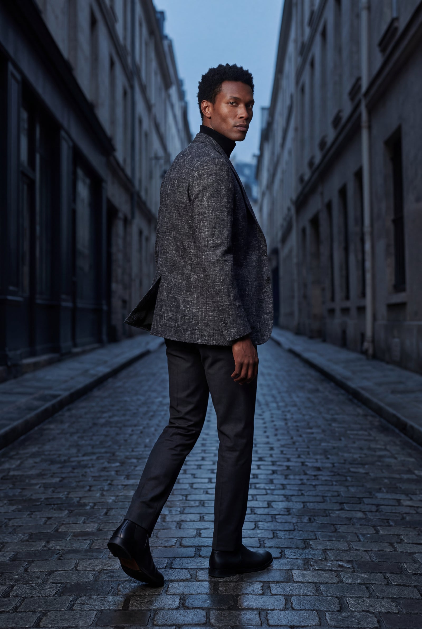 Black Men's Windowpane Check Tailored Slim Fit Blazer - Tailored blazer - Photo 17