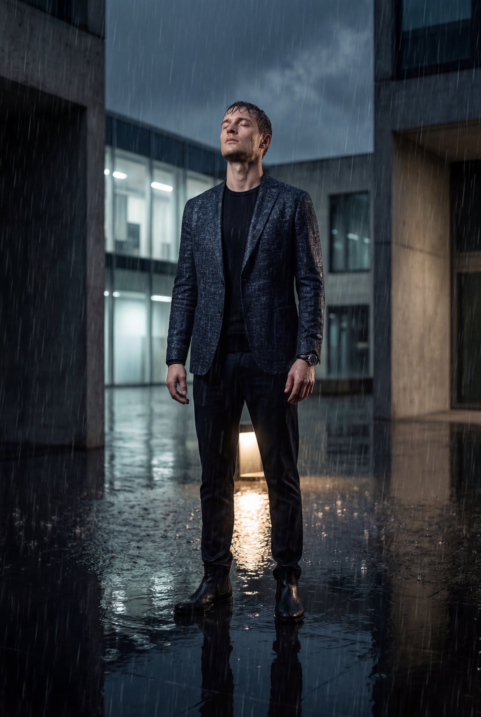 Black Men's Windowpane Check Tailored Slim Fit Blazer - Tailored blazer - Photo 18