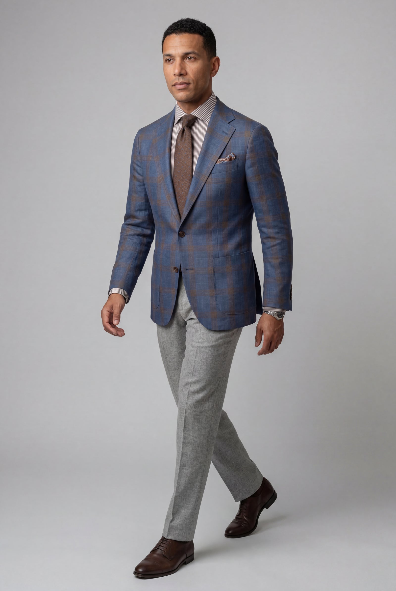 Blue Men's Windowpane Check Tailored Slim Fit Blazer - Tailored blazer - Photo 5