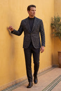 Black Men's Windowpane Check Tailored Slim Fit Blazer - Tailored blazer - Photo 8