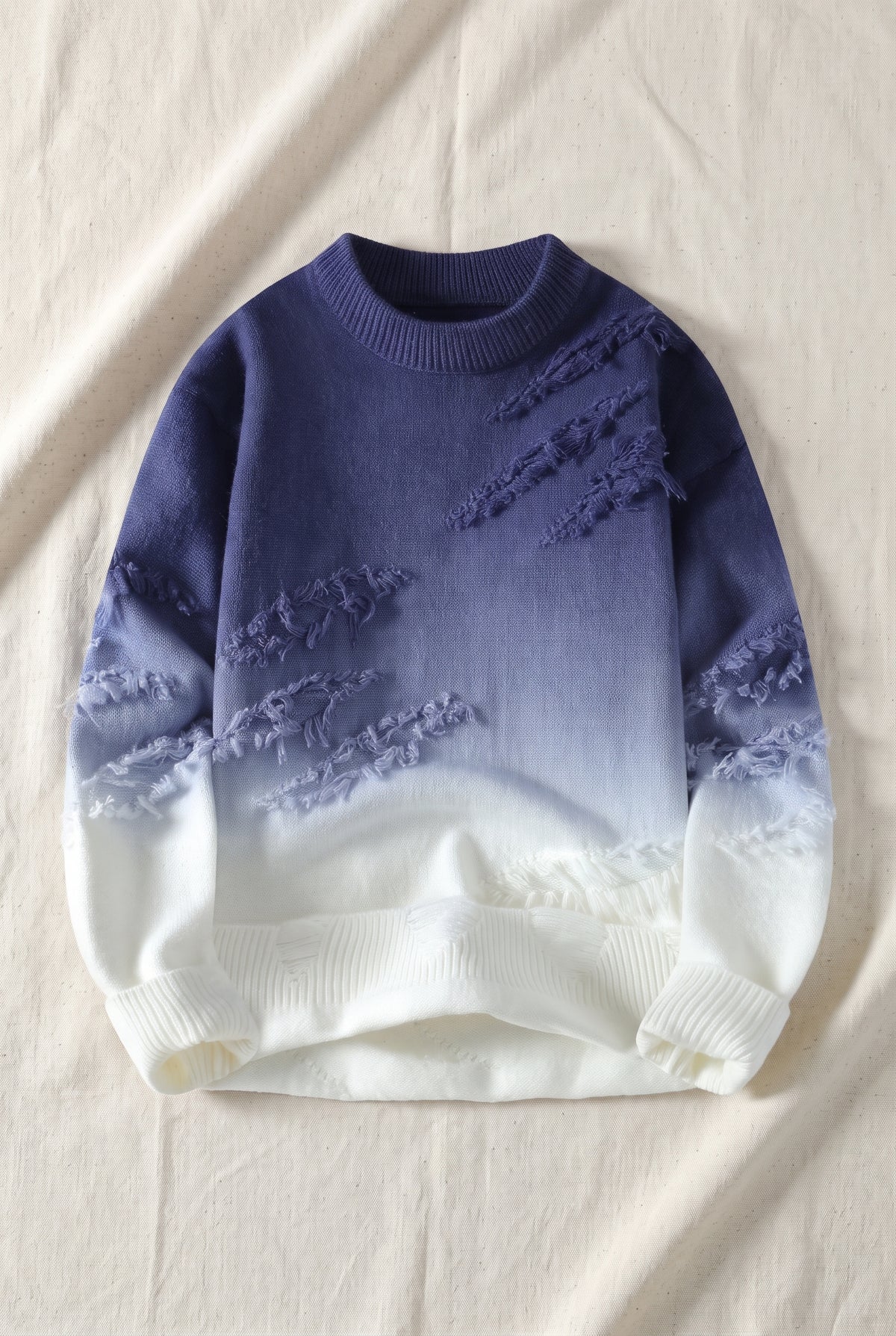 Ombre Gradient Knit Sweater in Blue — studio front