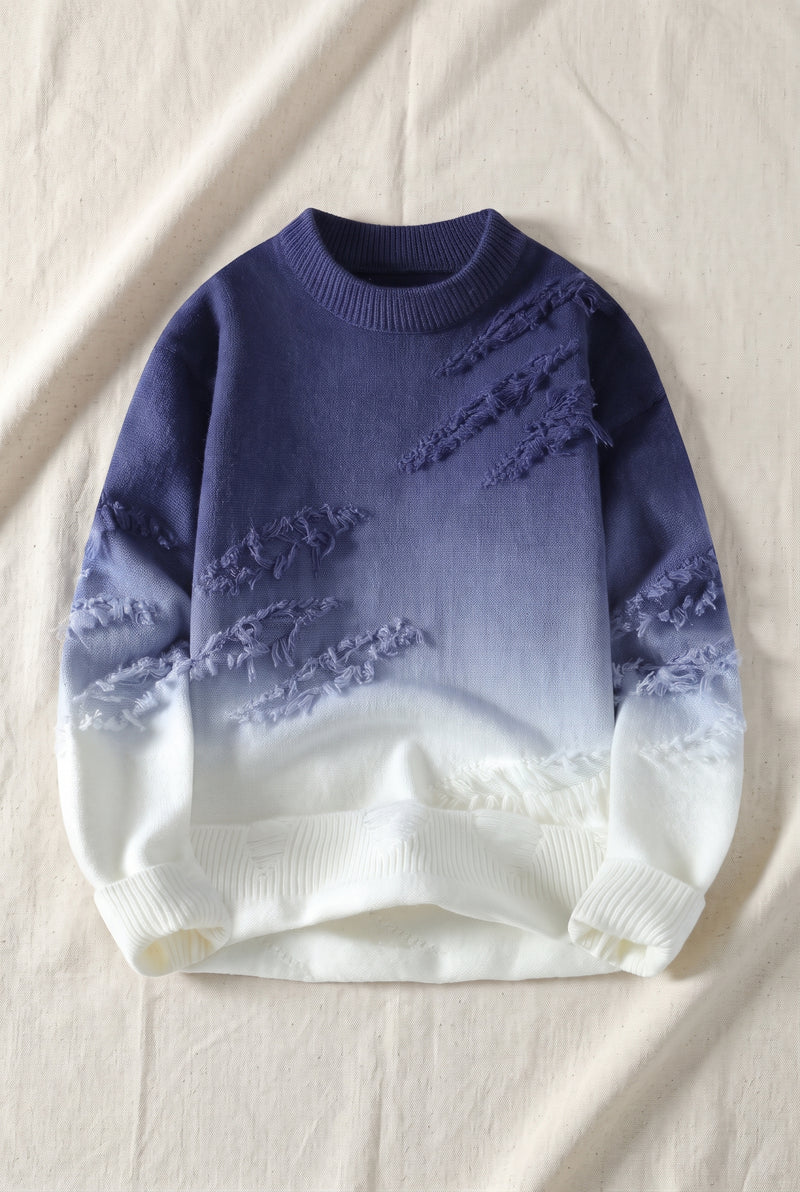Ombre Gradient Knit Sweater in Blue — studio front