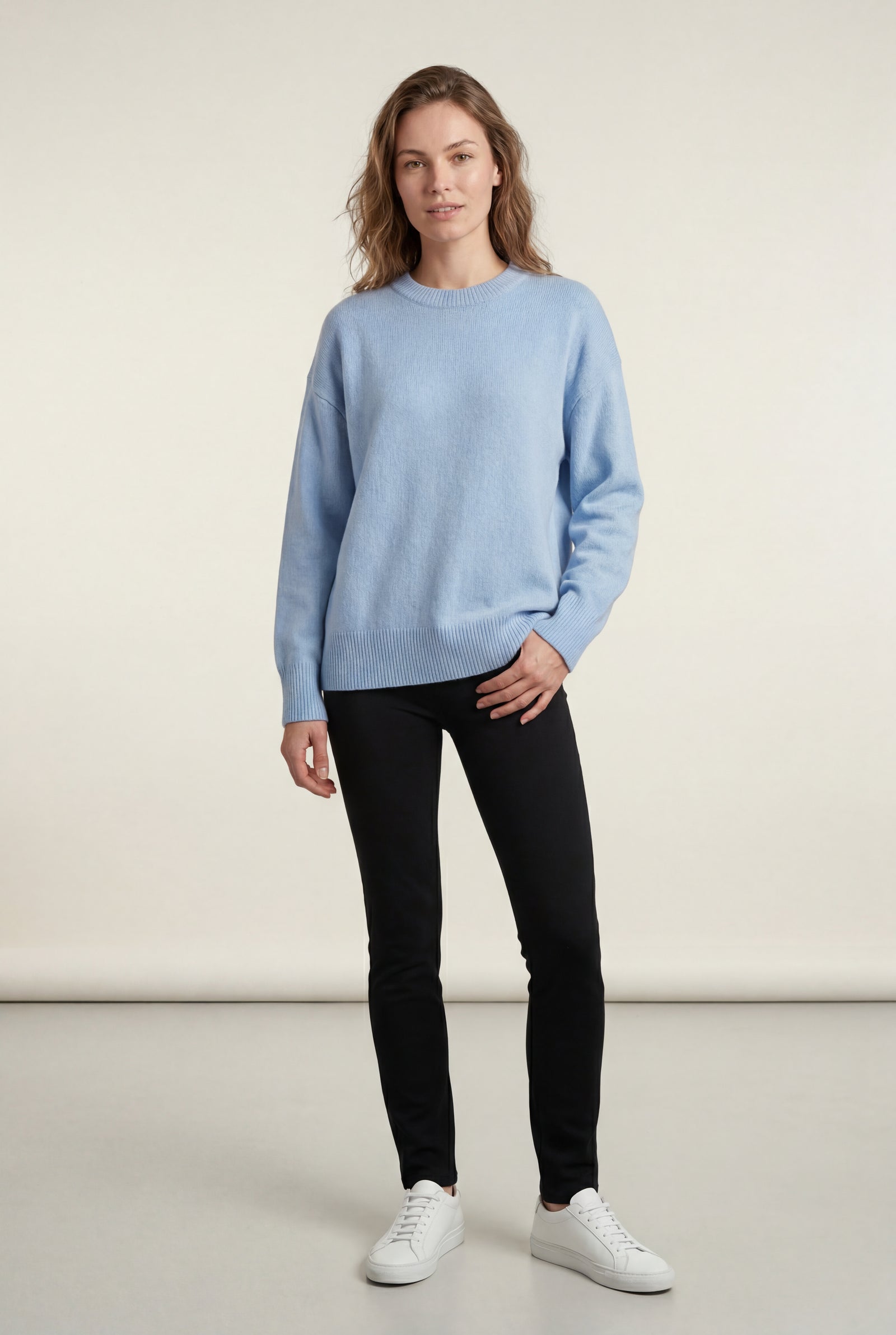 Blue Oversized Crewneck Sweater with Dropped Shoulders - Oversized sweater - Photo 5