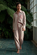 Pink Patchwork Button-up Pajama Set with Jogger Pants - Photo 4
