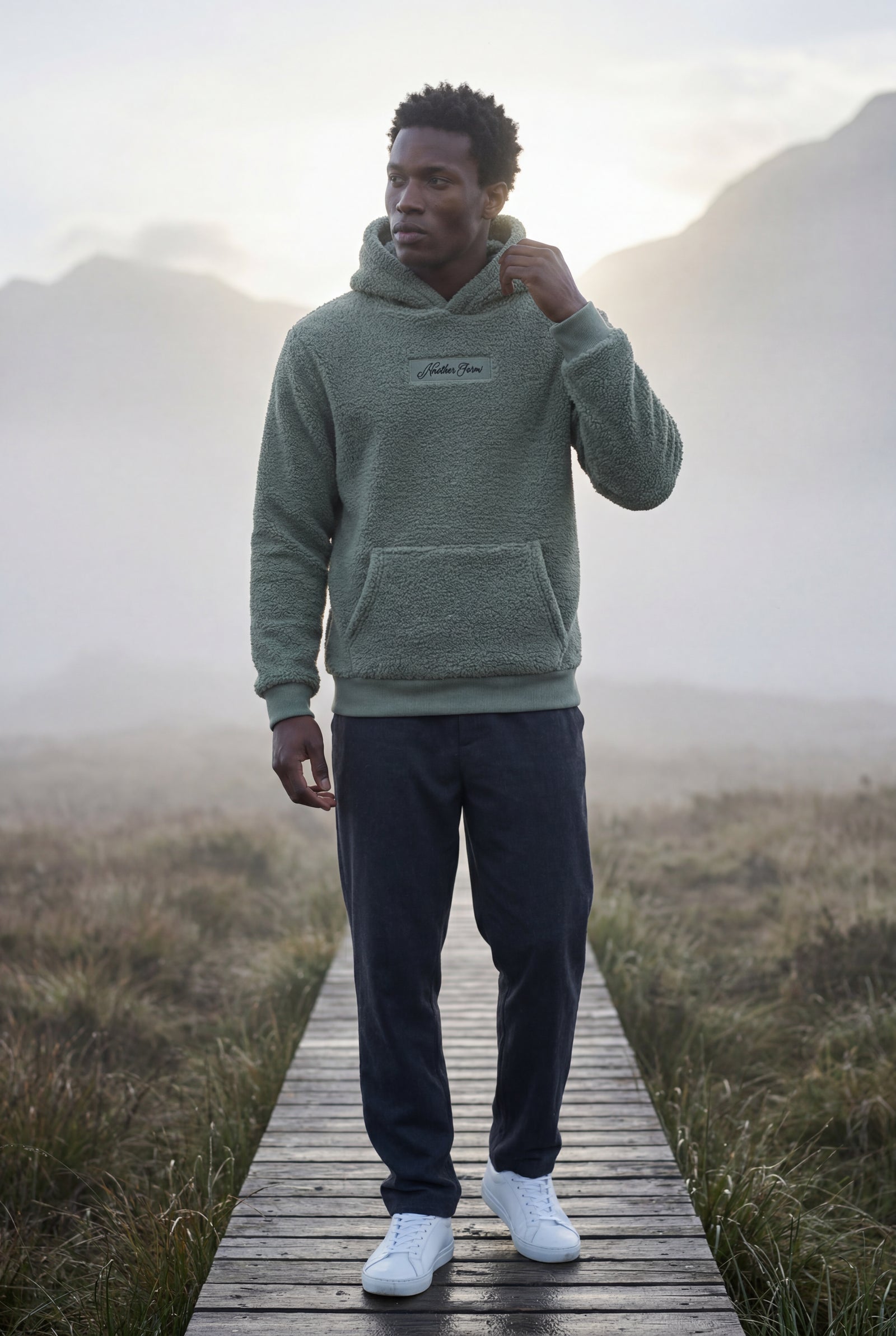 Olive Plush Relaxed Fit Hoodie with Kangaroo Pocket - Photo 11