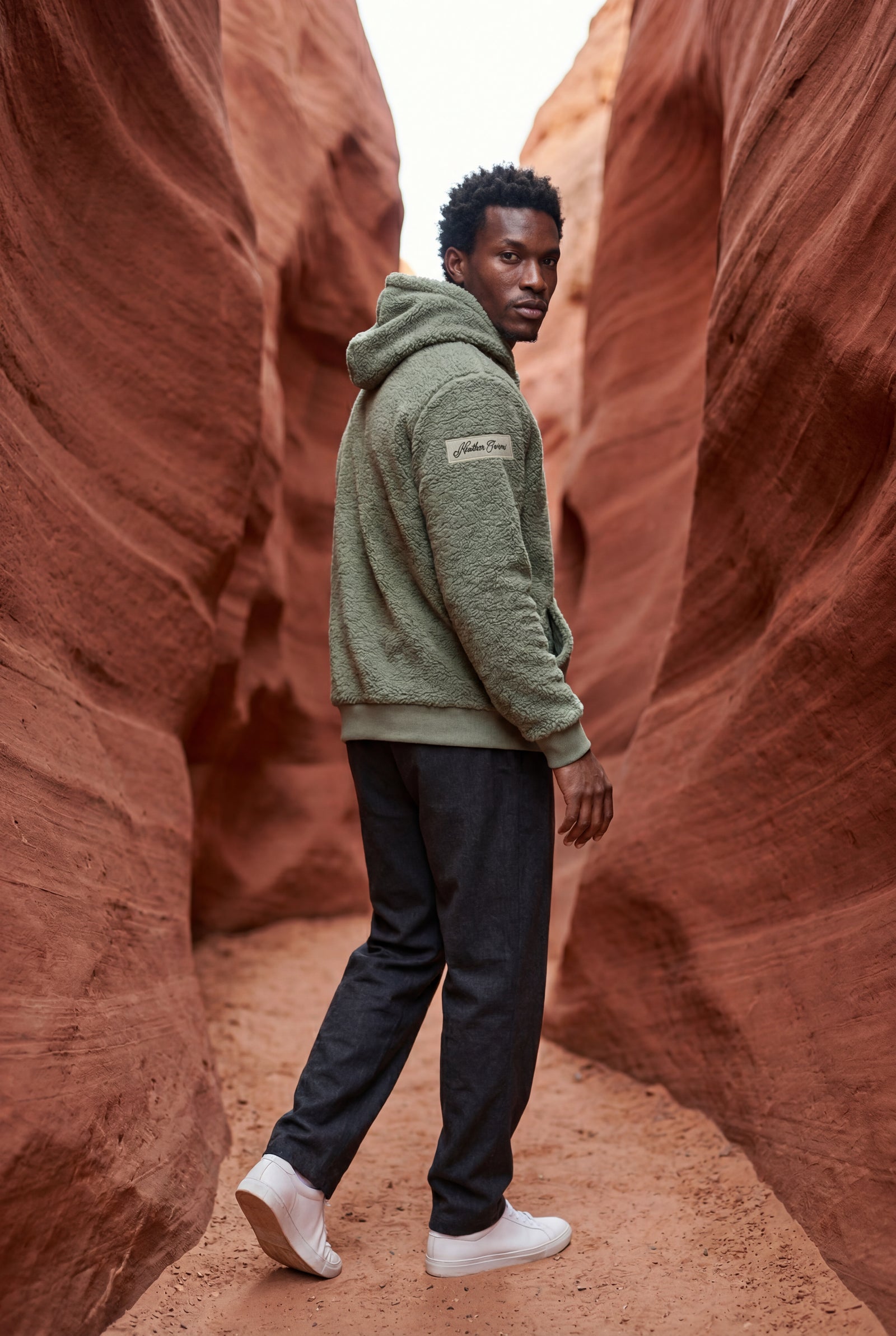 Olive Plush Relaxed Fit Hoodie with Kangaroo Pocket - Photo 7