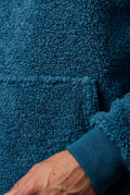 Blue Plush Relaxed Fit Hoodie with Kangaroo Pocket - Photo 8