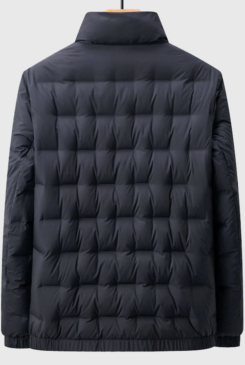 Quilted Down Puffer Jacket in Blue — back
