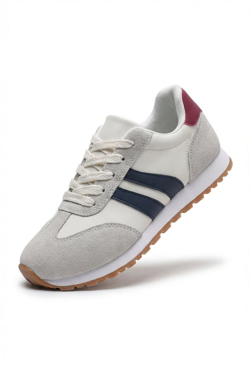 Blue Retro Color-block Lace-up Walking Sneakers - Walking shoes - Photo 1