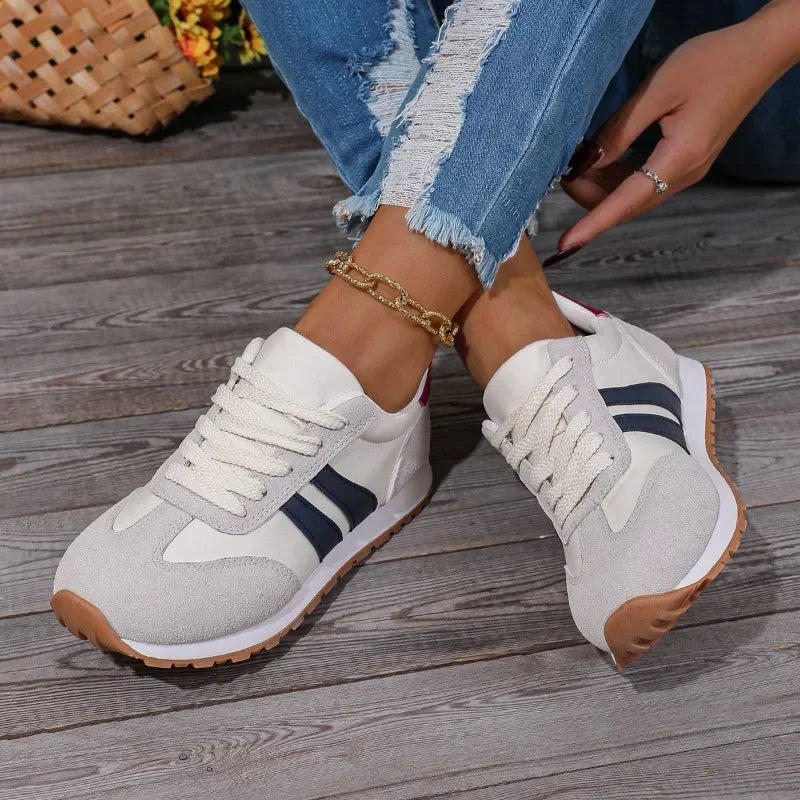 Retro Color-block Lace-up Walking Sneakers - Walking shoes - Photo 9