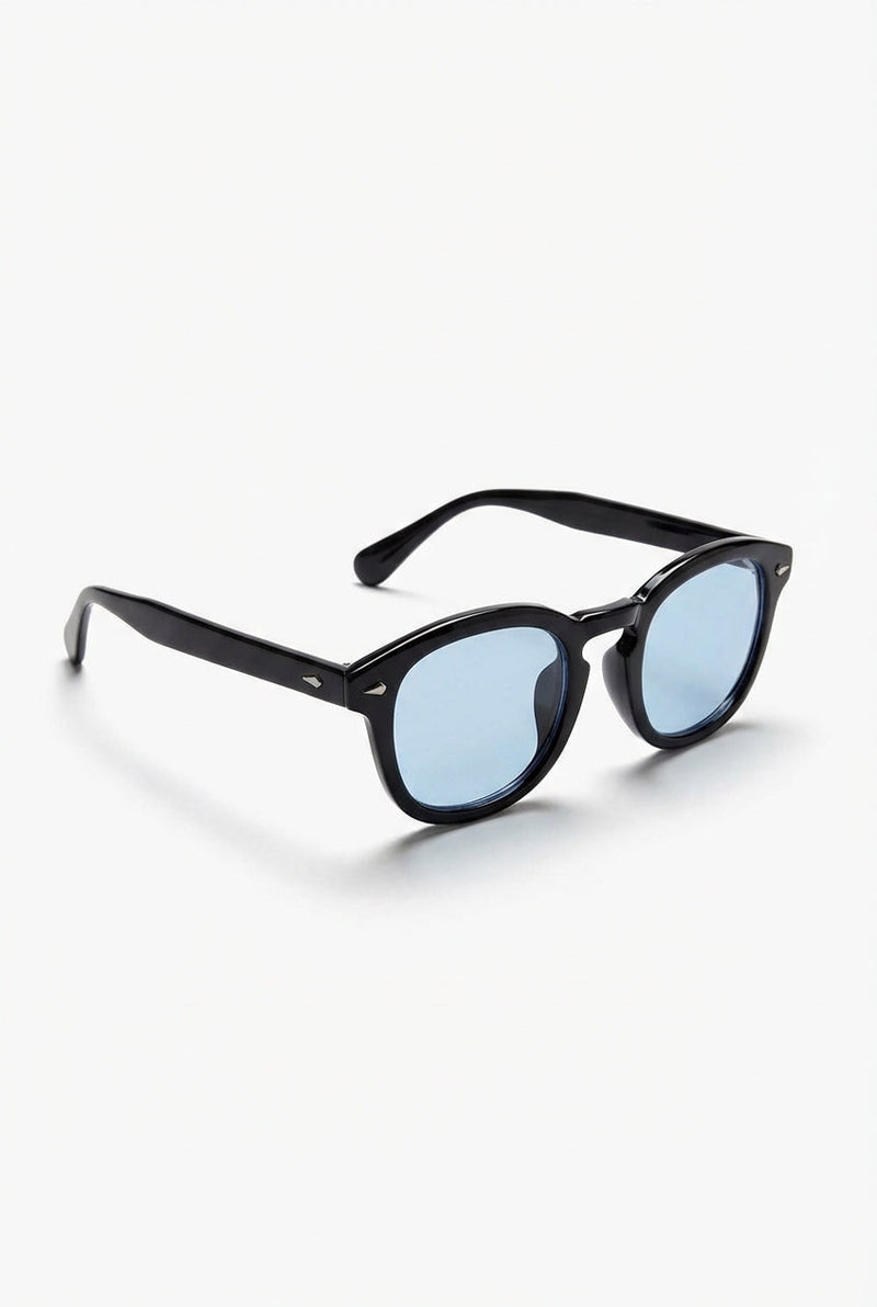 Blue Round Frame Blue Lens Fashion Sunglasses - Photo 1
