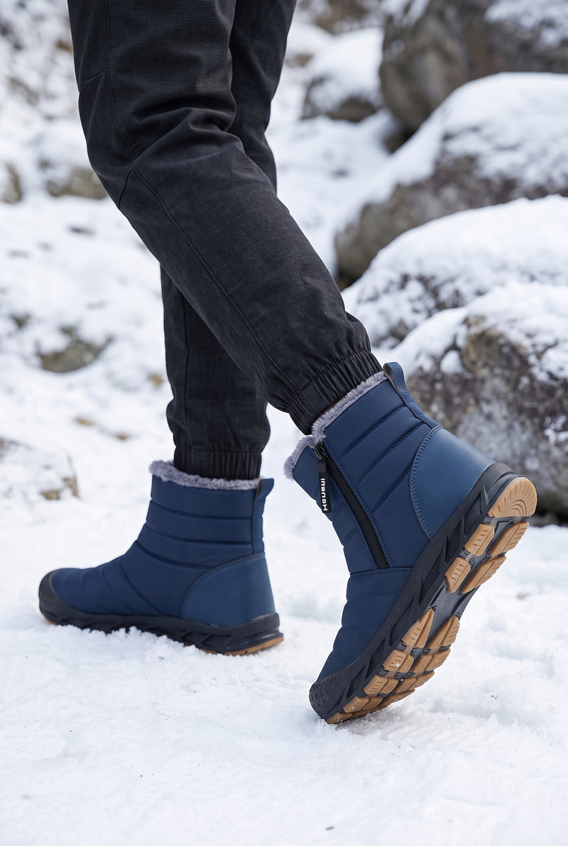 Side-Zip Insulated Snow Boots in Blue — studio angle