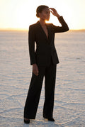 Black Single-breasted Tailored Blazer and Trouser Set - Trousers - Photo 19
