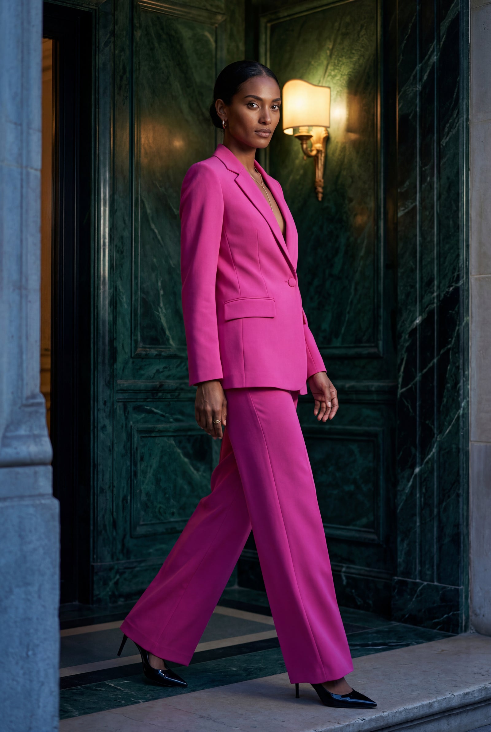 Pink Single-breasted Tailored Blazer and Trouser Set - Trousers - Photo 20