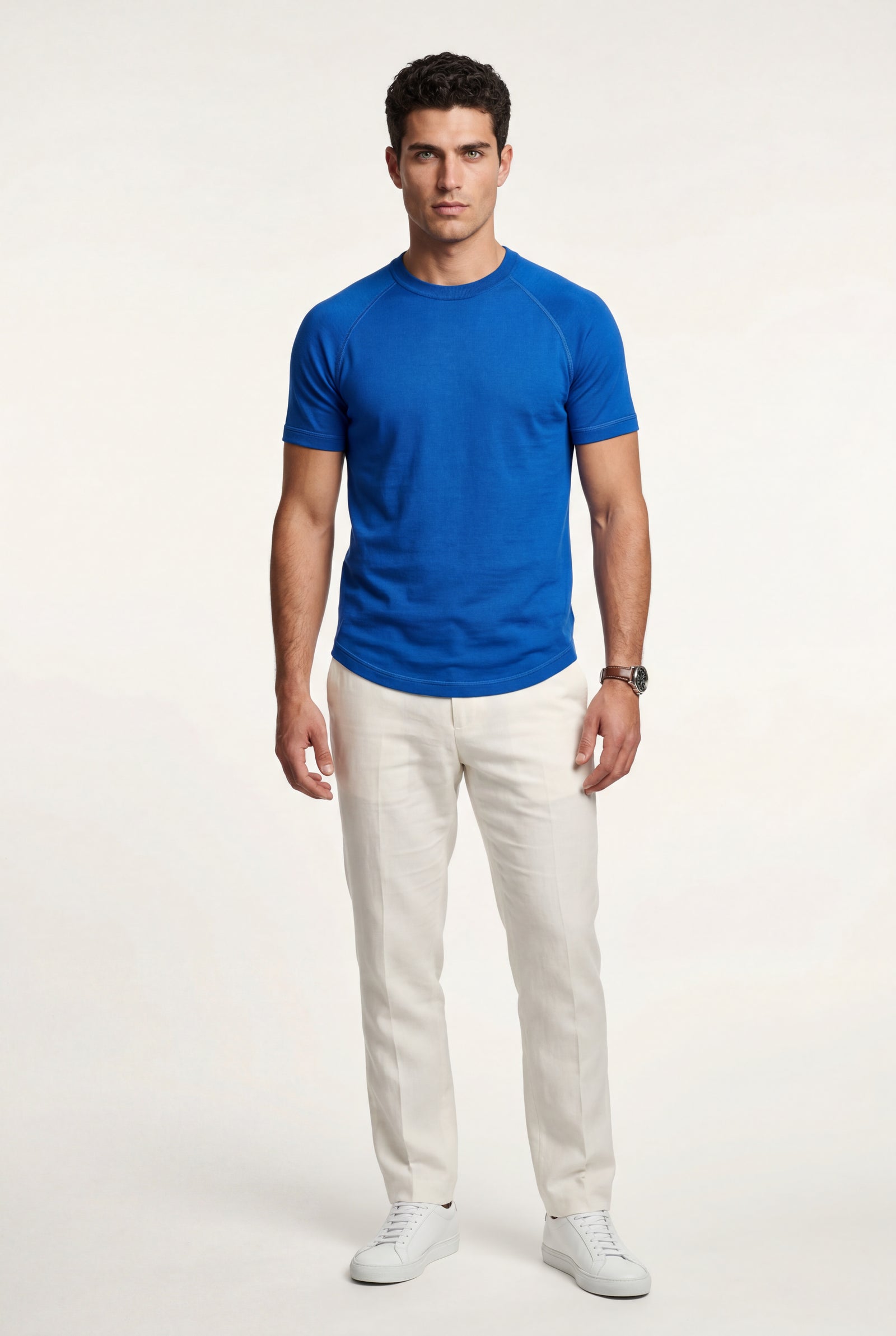 Blue Slim Fit Crew Neck Short Sleeve Tee - Short sleeve t-shirts - Photo 2