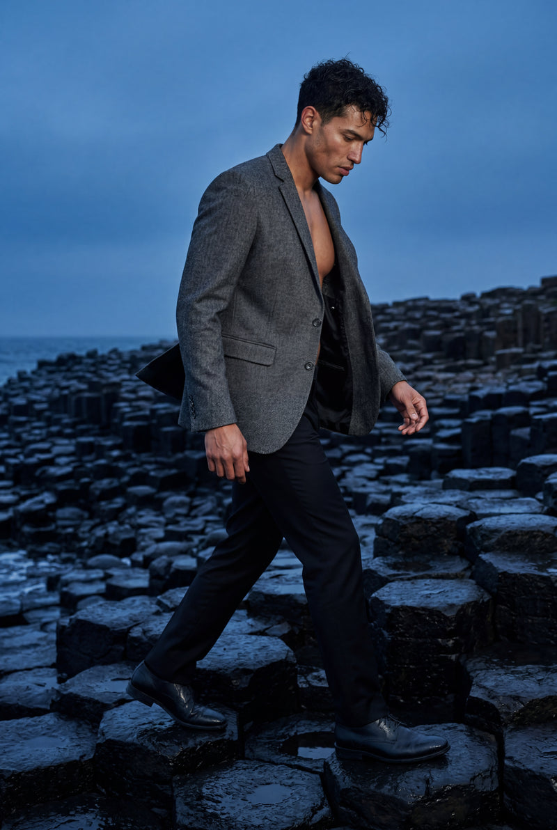 Gray Slim Tailored Single-breasted Formal Blazer - Formal blazers - Photo 2