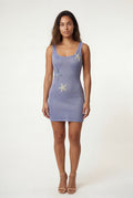 Blue Starfish Appliqué Shimmery Bodycon Mini Dress - Photo 1