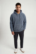 Blue Texture Hooded Pullover Jacket with Kangaroo Pocket - Hooded jackets - Photo 8