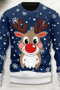 Festive Knit Sweater in Blue-White — front view
