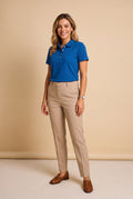 Women's Polo Shirt Elegant Fit in Blue — studio full body