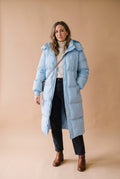 Women's Puffer Jacket Hooded in Blue — studio primary