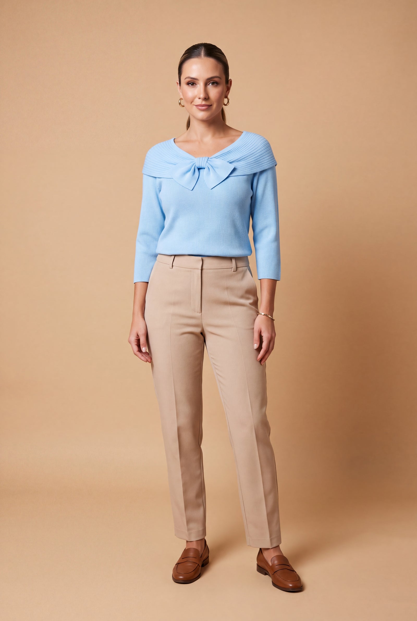 Women's Sweater Bow Detail in Blue — primary