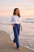 Women's Trousers High Waist Wide Leg in Blue — secondary lifestyle