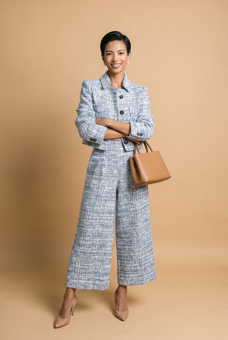 Women's Two-Piece Set Tailored Fit in Blue — studio shot