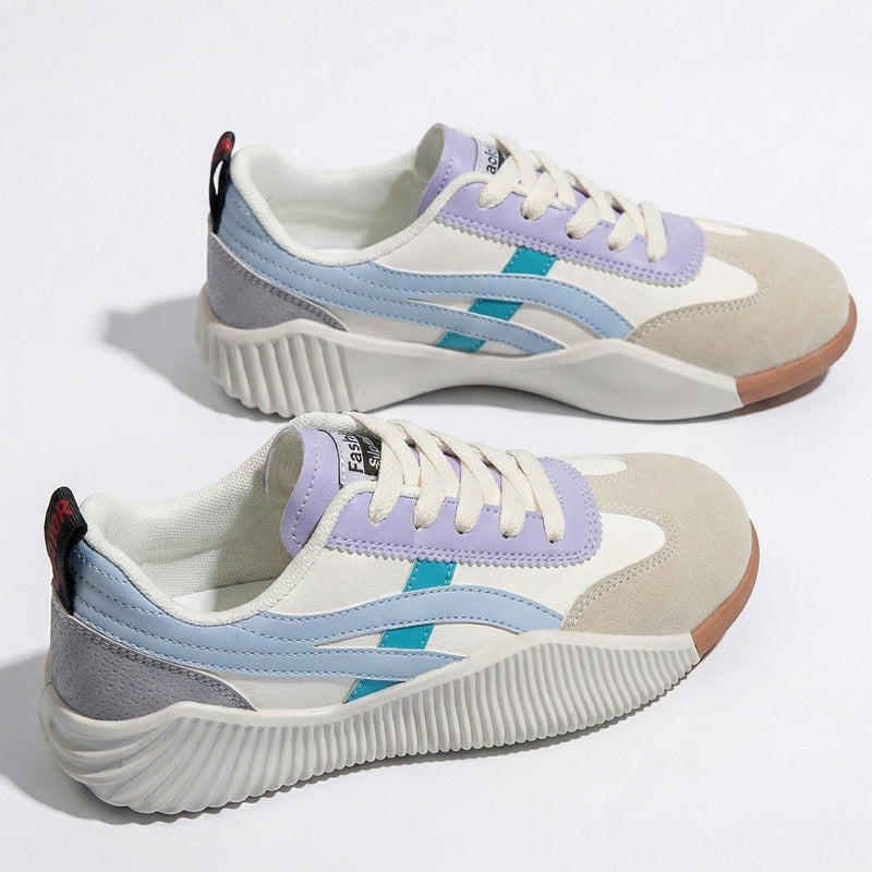 Women's Chunky Sole Colorblock Lace-Up Sneakers - Photo 3