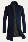 Wool Blend Overcoat in Blue — front view