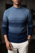 Wool Gradient Stripe Sweater in Blue — studio front
