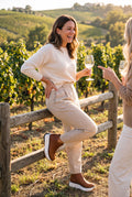 Women’s Platform Ankle Boots with Side Zip in Brown — vineyard lifestyle