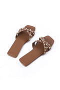 Brown Brown Studded Crisscross Flat Slide Sandals - Flat sandals - Photo 3