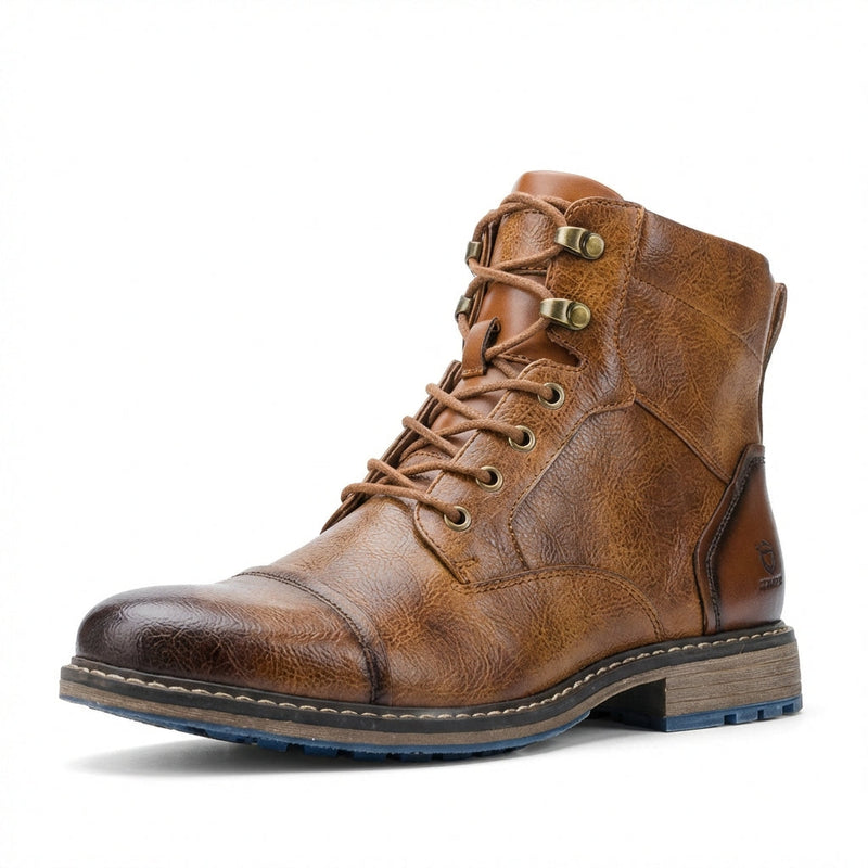 Brown Burnished Brown Distressed Lace-up Ankle Boots - Lace-up boots - Photo 2