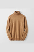 Cashmere Turtleneck Sweater in Brown — front view