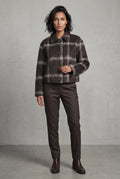 Brown Charcoal Brown Checkered Cropped Tailored Jacket - Tailored jackets - Photo 1