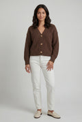 Brown Chunky Cable Oversized Button Cardigan Sweater - Oversized sweater - Photo 2