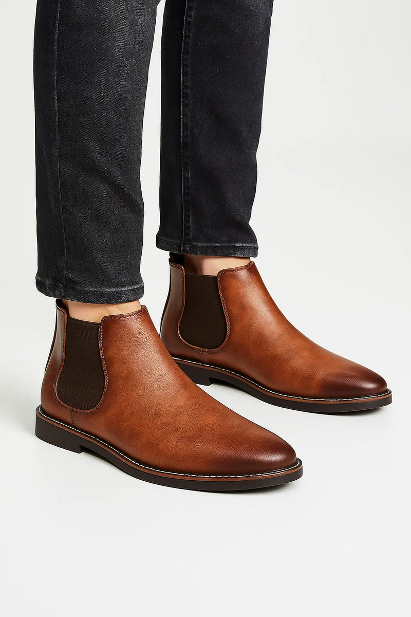Brown Classic Chelsea Boots with Elastic Panels - Photo 4