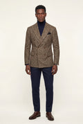 Brown Double-breasted Peak Lapel Blazer - Men's blazers - Photo 1