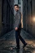 Gray Double-breasted Peak Lapel Blazer - Men's blazers - Photo 11