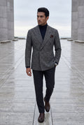 Gray Double-breasted Peak Lapel Blazer - Men's blazers - Photo 4