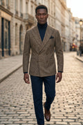 Brown Double-breasted Peak Lapel Blazer - Men's blazers - Photo 6