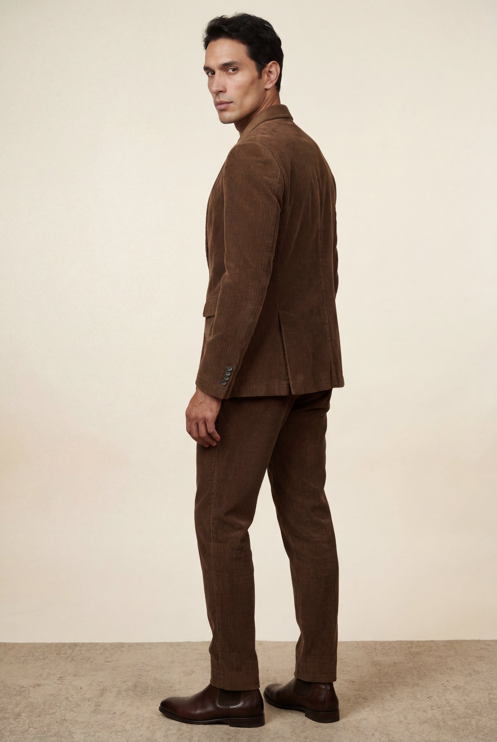 Brown Fine Wale Tailored Single-breasted Blazer - Blazers - Photo 9