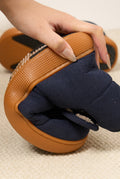 Fleece-Lined Ankle Slippers in Brown — detail