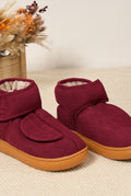 Fleece-Lined Ankle Slippers in Brown — front view