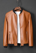 Leather Bomber Jacket in Brown — Stilenza main image