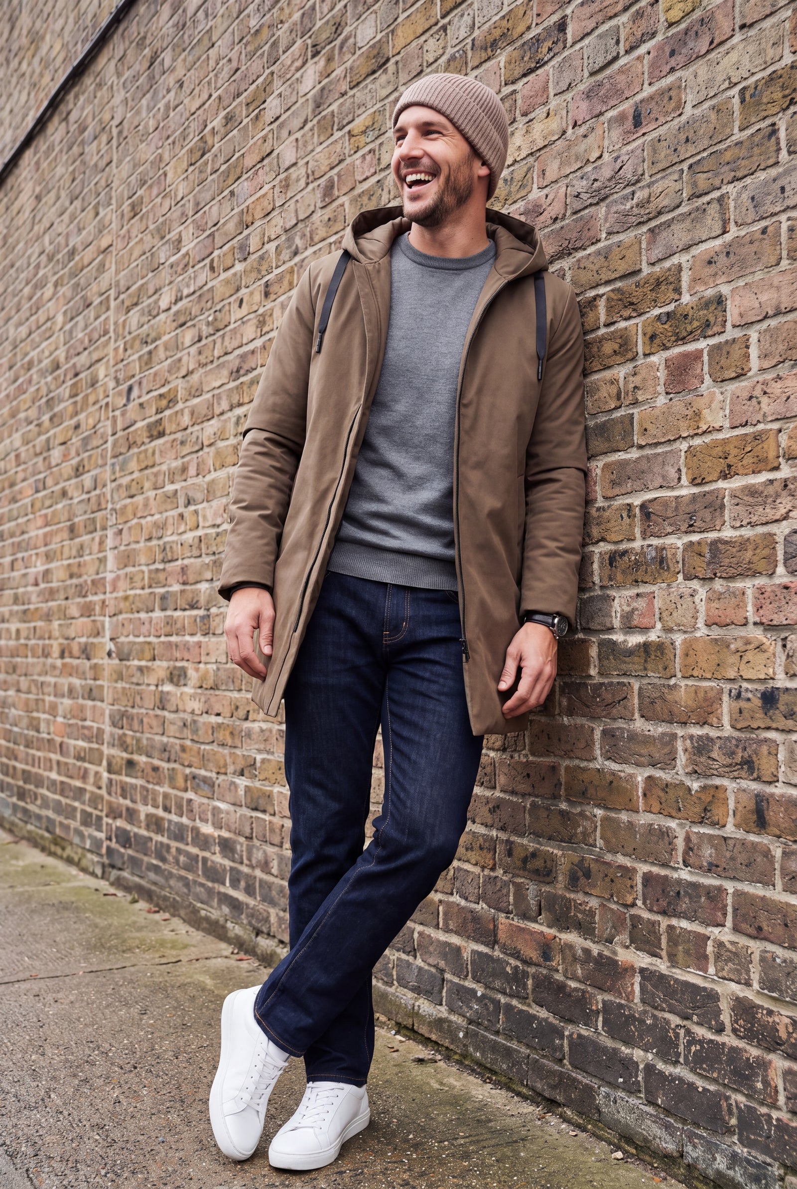 Men's Coat Mid-Length Quilted in Brown — ugc candid