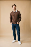 Men's Sweater Collared Regular Fit in Brown — primary studio