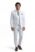White Notch Lapel Tailored Three-piece Suit - Photo 40