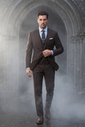 Brown Notch Lapel Tailored Three-piece Suit - Photo 5
